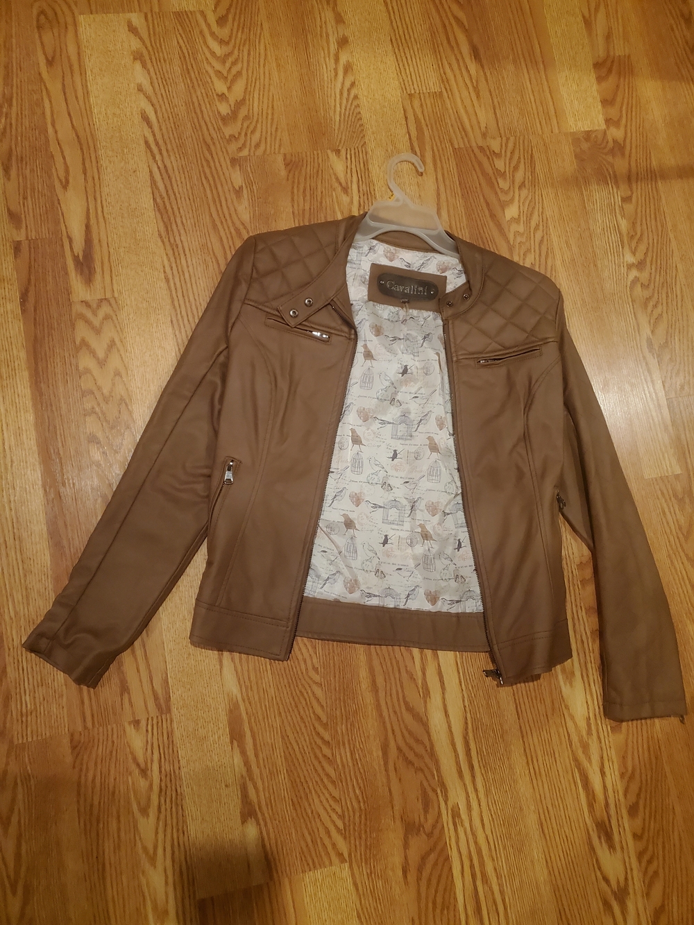 Cavalini Camel/Tan Quilted Faux Leather Moto Jacket